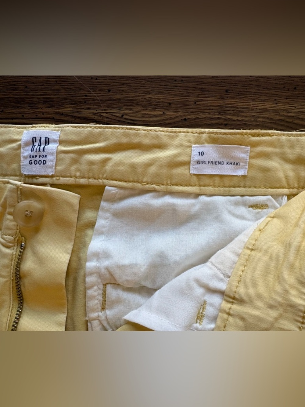 GAP Girlfriend Khaki Yellow Chino Pants Size 10 - Picture 6 of 7